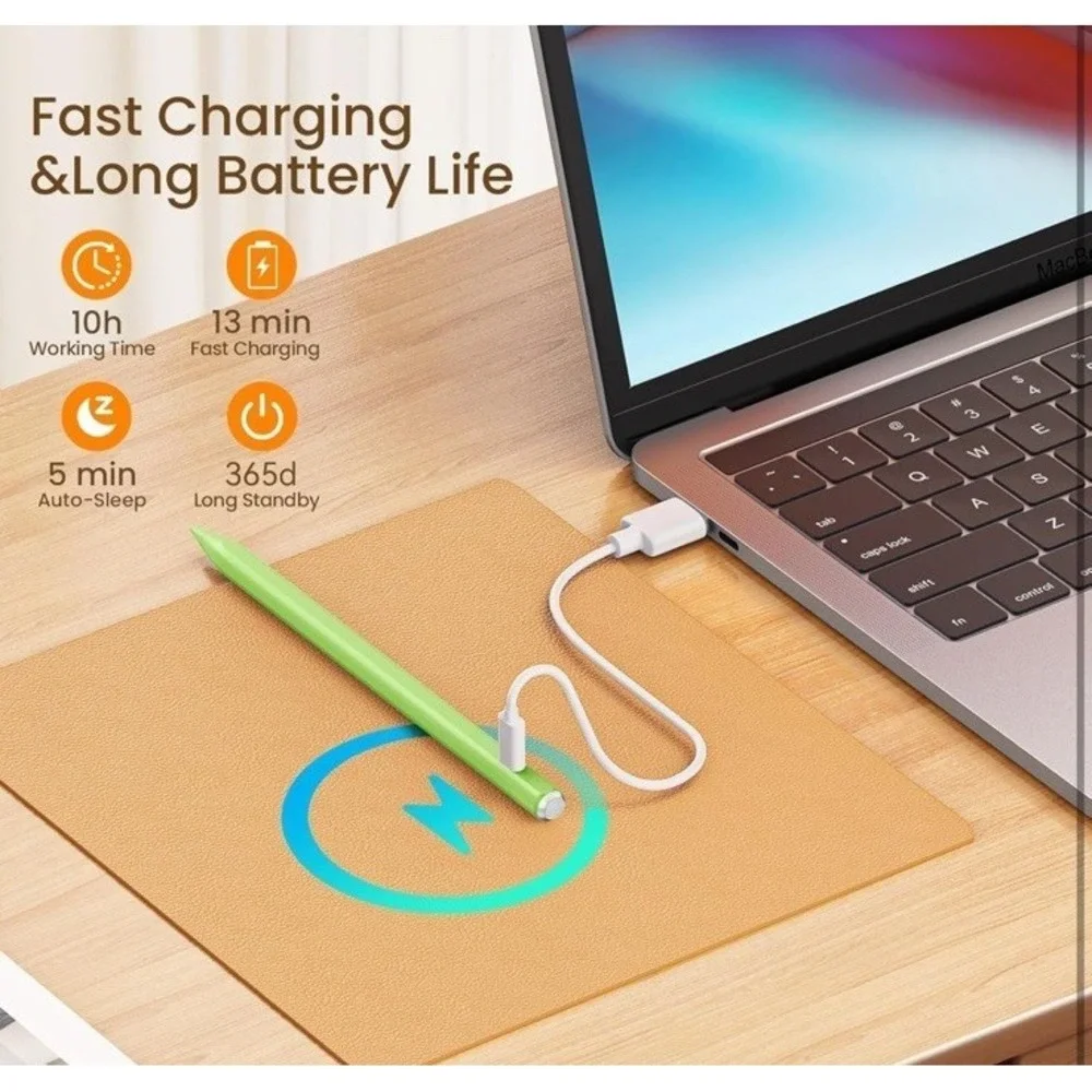 Stylus Pen iPad(2018-2025)-13 Mins Fast Charge‎ Green Tilt Sens Palm Rejection
